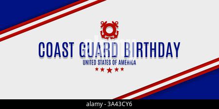 Alles Gute zum Geburtstag United States Coast Guard Thema Vektor Illustration. Geeignet für Poster, Banner, Hintergrund und Grußkarte. Stock Vektor