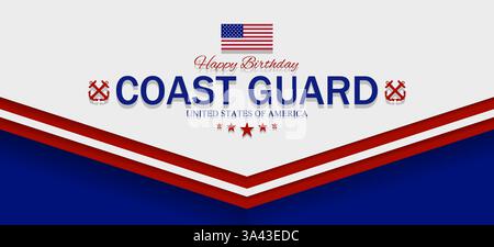 Alles Gute zum Geburtstag United States Coast Guard Thema Vektor Illustration. Geeignet für Poster, Banner, Hintergrund und Grußkarte. Stock Vektor