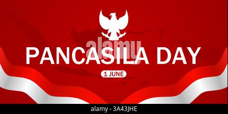 Happy Pancasila Day Vorlage. Vektorabbildung. Geeignet für Poster, Banner, Hintergrund und Grußkarte. Stock Vektor