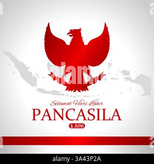 Happy Pancasila Day Vorlage. Vektorabbildung. Geeignet für Poster, Banner, Hintergrund und Grußkarte. Stock Vektor