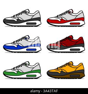 Turnschuhe setzen Vektorillustration mit verschiedenen Farben Stock Vektor