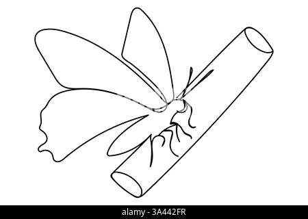 Die einzeilige Kunst des Schmetterlings fängt die zarte Schönheit eines Schmetterlings in einer einzigen, ununterbrochenen Linie ein und symbolisiert Transformation und Freiheit Stock Vektor