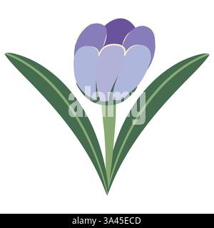 Crocus Blume Zeichnung einzelne Blume; Doodle Stil Stock Vektor Illustration; Gruß; Einladung, Notizbuch, Taschen; Stock Vektor