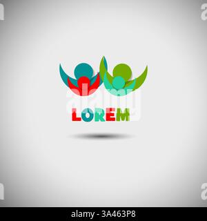 Logofamilie . Handgezeichnet. Nicht AI, Vektorillustration Stock Vektor