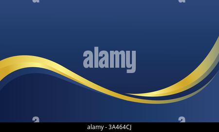 Abstrakter Vektorhintergrund mit blauen und goldenen Wellen. Ideal für Geschäfts-, Technologie- oder Designprojekte. Modern, stilvoll und dynamisch für Banner. Stock Vektor