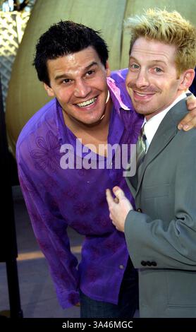 23. Juli 2002 - Hollywood, Kalifornien, USA - DAVID BOREANAZ und SETH GREEN... AUSTIN POWERS IN GOLDSTÄNDER-PREMIERE. BEI DER. UNIVERSAL AMPHITHEATER, HOLLYWOOD, KALIFORNIEN. 22. JULI 2002. NINA PROMMER / 2002 K26670NP (Kredit-Bild: © Globe Photos/ZUMAPRESS.com) Stockfoto