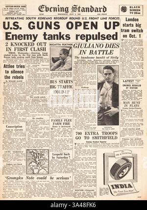 1950 Evening Standard (London) Titelseite mit koreanischem Krieg Stockfoto