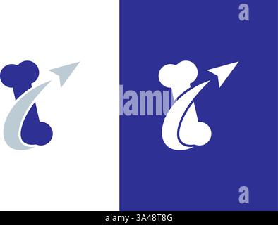 Kombination aus Vektorknochen und Raketenlogo. Chiropraktische und orthopädische Logotypentwurfsvorlage. Stock Vektor