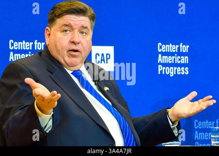 Gouverneur JB Pritzker (D-IL) spricht am Center for American Progress, 18. März 2025 Stockfoto