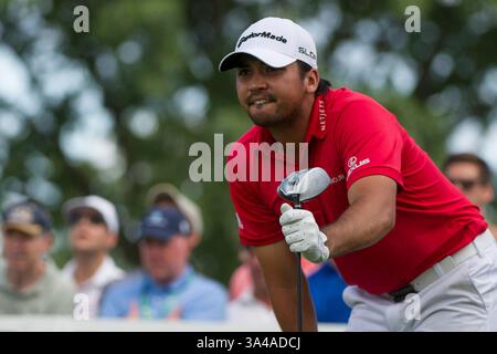 August 2014 - Paramus, New Jersey, USA S - 23. August 2014: Jason Day (aus) blickt das 13. Fairway hinunter, nachdem er während der dritten Runde der Barclays Fed Ex Championship im Ridgewood Country Club in Paramus, NJ, einen Ball weit geschlagen hatte Obligatorischer Kredit: Kostas Lymperopoulos/csm (Kredit Bild: © Kostas Lymperopoulos/Cal Sport Media/ZUMAPRESS.com) Stockfoto