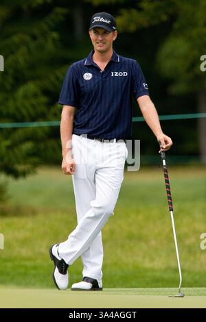 29. August 2014 – Norton, Massachusetts, USA – 29. August 2014: Webb Simpson sieht sich während der ersten Runde der Deutschen Bank Championship am TPC Boston an. Anthony Nesmith/CSM(Bild: © Anthony Nesmith/Cal Sport Media/ZUMAPRESS.com) Stockfoto