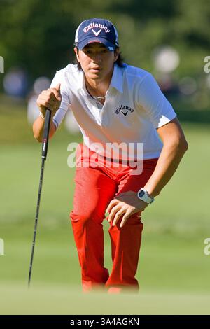 29. August 2014: Norton, Massachusetts, USA – 29. August 2014: Ryo Ishikawa während der ersten Runde der Deutschen Bank Championship bei TPC Boston. Anthony Nesmith/CSM(Bild: © Anthony Nesmith/Cal Sport Media/ZUMAPRESS.com) Stockfoto