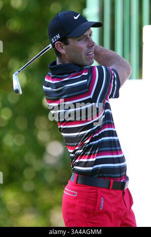 29. August 2014 - Norton, Massachusetts, USA - 29. August 2014: Charl Schwartzelduring beim 10. Abschlag während der ersten Runde der Deutschen Bank Championship im TPC Boston. Anthony Nesmith/CSM(Bild: © Anthony Nesmith/Cal Sport Media/ZUMAPRESS.com) Stockfoto