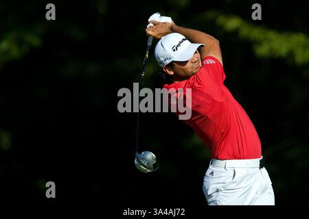 30. August 2014 - Norton, Massachusetts, USA - 30. August 2014: Jason Day beim 14. Abschlag während der zweiten Runde der Deutschen Bank Championship im TPC Boston. Anthony Nesmith/CSM(Bild: © Anthony Nesmith/Cal Sport Media/ZUMAPRESS.com) Stockfoto