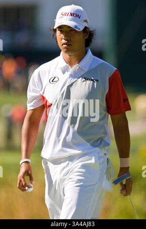 30. August 2014 - Norton, Massachusetts, USA - 30. August 2014: Ryo Ishikawa im 18. Loch während der zweiten Runde der Deutschen Bank Championship im TPC Boston. Anthony Nesmith/CSM(Bild: © Anthony Nesmith/Cal Sport Media/ZUMAPRESS.com) Stockfoto