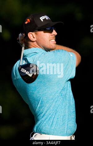 30. August 2014 - Norton, Massachusetts, USA - 30. August 2014: Hunter Mahan beim 17. Abschlag während der zweiten Runde der Deutschen Bank Championship am TPC Boston. Anthony Nesmith/CSM(Bild: © Anthony Nesmith/Cal Sport Media/ZUMAPRESS.com) Stockfoto