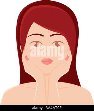 Frau mit Händen im Gesicht und langen roten Haaren Vektor Stock Vektor