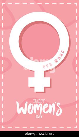 Rosa Venus Symbol mit Frauentag Text Vektor Stock Vektor