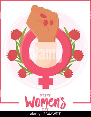 Faust und Venus Symbol Frauentag Empowerment Design Vektor Stock Vektor