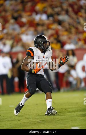 September 2014 Oregon State Beavers Running Back Storm Woods #24 während des NCAA Football Spiels zwischen den Oregon State Beavers und den USC Trojans im Coliseum in Los Angeles, Kalifornien. Charles Baus/CSM(Credit Image: © Charles Baus/Cal Sport Media/ZUMAPRESS.com) Stockfoto