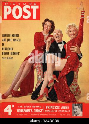 1953 Picture Post Marilyn Monroe und Jane Russell in Gentleman bevorzugen Blondinen Stockfoto