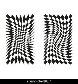Struktur des Schachmusters. Hintergrund der Diamantwelle. Optisches Täuschungsdesign. Abbildung des Vektorrasters. Stock Vektor