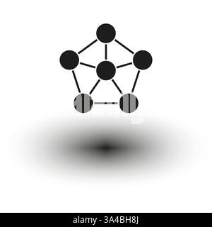 Symbol für molekulares Netzwerk. Abstraktes Verbindungssymbol. Geometrische Strukturform. Muster für schwarze Knoten. Stock Vektor
