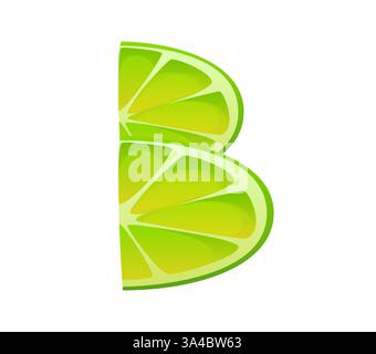 Mexikanische Zeichentrickschrift Limette Limette Nummer 3 drei. Lateinamerikanisches Festival-Schriftzeichen. Mexikanische fiesta Food Vektor Schriftart Figur oder Zahl, CinC Stock Vektor