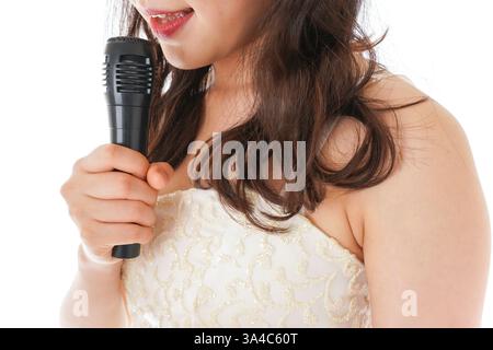 Braut spricht am Mikrofon Stockfoto