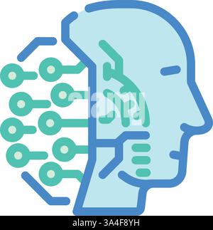 KI-Kopfprofil Deep Learning Farbe Symbol Vektor Illustration Stock Vektor