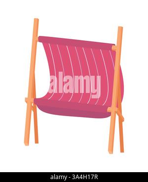 Dies ist ein bezaubernder rosafarbener Strandstuhl, elegant auf einem stabilen Holzrahmen gebaut Stock Vektor