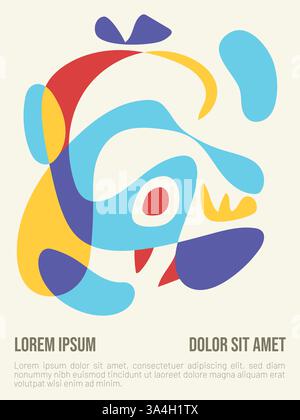 Geometrisches Vektor-Sommerplakat im Bauhaus-Stil. Abstrakte bauhaus-Stil Sommer-Poster-Vorlage mit Beispieltext-Vektor-Illustration Stock Vektor