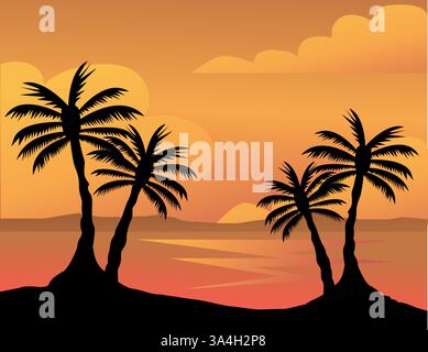 Sommer Farbe Hintergrund mit Palmen Stock Vektor