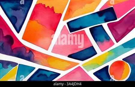 Heller mehrfarbiger Aquarellhintergrund, abstraktes Muster für Design Stockfoto