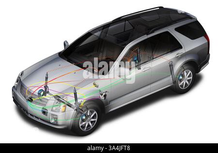 August 2004; Los Angeles, CA, USA; Cadillac SRX Chassis Control. Stockfoto