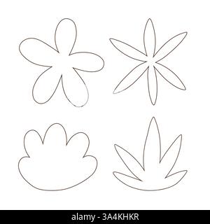 Eleganter Vektor-Satz von handgezeichneter floraler Linie Kunst. Minimalistische botanische Elemente für Branding, Drucke, Muster und digitales Design. Modern und Stock Vektor