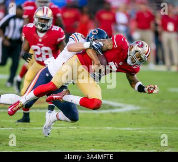 14. September 2014: San Francisco 49ers Quarterback Colin Kaepernick (7) in Aktion während des NFL-Fußballspiels zwischen den Chicago Bears und den San Francisco 49ers im Levi's Stadium in San Francisco, CA. Die Bears besiegten die 49ers mit 28:20. ©Damon Tarver/Cal Sport Media(Kreditbild: © Damon Tarver/Cal Sport Media/ZUMAPRESS.com) Stockfoto