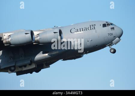 Die Royal Canadian Air Force RCAF Boeing C-17 Globemaster startete im März 2025 Stockfoto