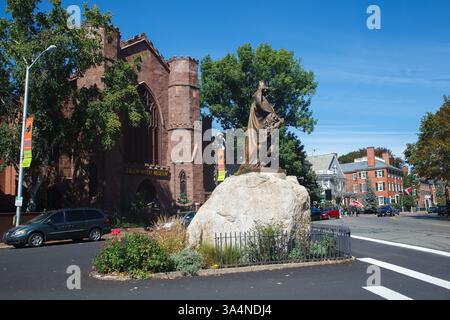 Das Salem Hexenmuseum und die Statue in Salem, Massachusetts, Boston Area, USA Stockfoto