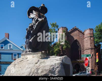 Das Salem Hexenmuseum und die Statue in Salem, Massachusetts, Boston Area, USA Stockfoto