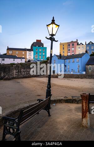 Dusk at Tenby Harbour in South Wales, UK. Stockfoto