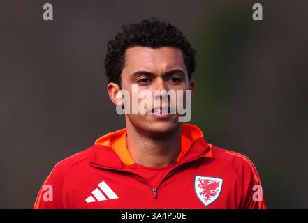 Wales' Brennan Johnson während eines Trainings im FAW HQ, Vale Resort, Hensol. Bilddatum: Mittwoch, 19. März 2025. Stockfoto
