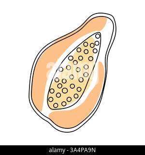 Fresh papaya slice showing bright orange flesh and seeds for healthy snack options Stock Vektor