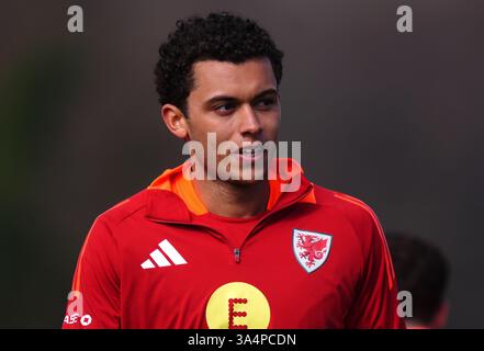 Wales' Brennan Johnson während eines Trainings im FAW HQ, Vale Resort, Hensol. Bilddatum: Mittwoch, 19. März 2025. Stockfoto