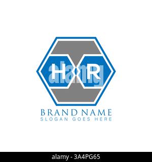 HR einzigartiges modernes flaches abstraktes geometrisches Initialen Vektorbuchstaben-Logo-Design. HR-Monogramm-Logo. Stock Vektor