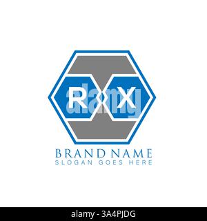 RX einzigartiges modernes flaches abstraktes geometrisches Initialen Vektor Letter Logo Design. RX-Monogramm-Logo. Stock Vektor