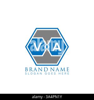 VA einzigartiges modernes flaches abstraktes geometrisches Initialen Vektor Letter Logo Design. VA-Monogramm-Logo. Stock Vektor