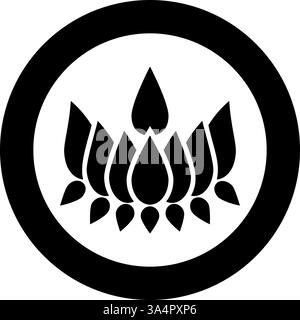 Ayyavazhi Lotus trägt Naman Symbol Symbol Symbol im Kreis rund schwarz Farbe Vektor Illustration Bild solide Umrissstil einfach Stock Vektor