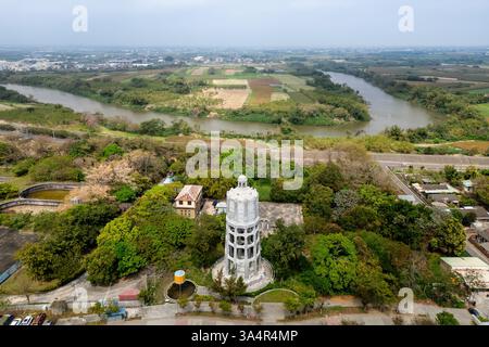 Luftaufnahme des Puzi Head of Waterways Culture Park in Puzi Township, Chiayi, Taiwan Stockfoto