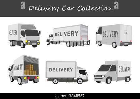 Lieferwagen-Kollektion in einem anderen Stil. Vektorabbildung. Stock Vektor